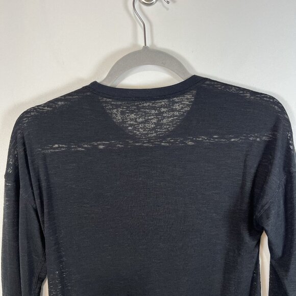 Lululemon Women’s Tie Your Practice Long Sleeve Black Size 6 Small Sheer Yoga - Picture 6 of 7